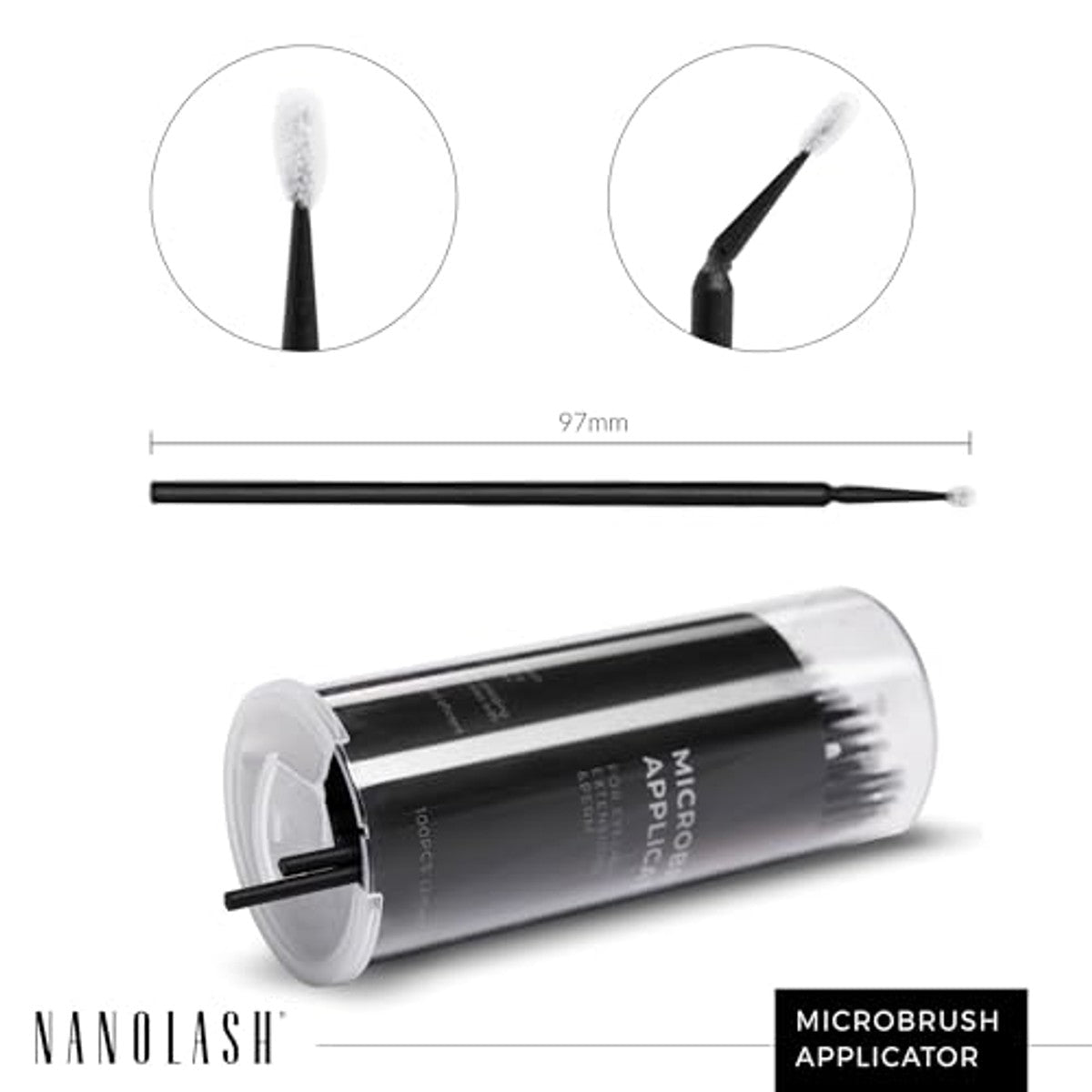 Nanolash Microbrush Applicators 2,5 mm 100 stuks - 3-pack door Nanolash nu bij Huishoudvoordeel