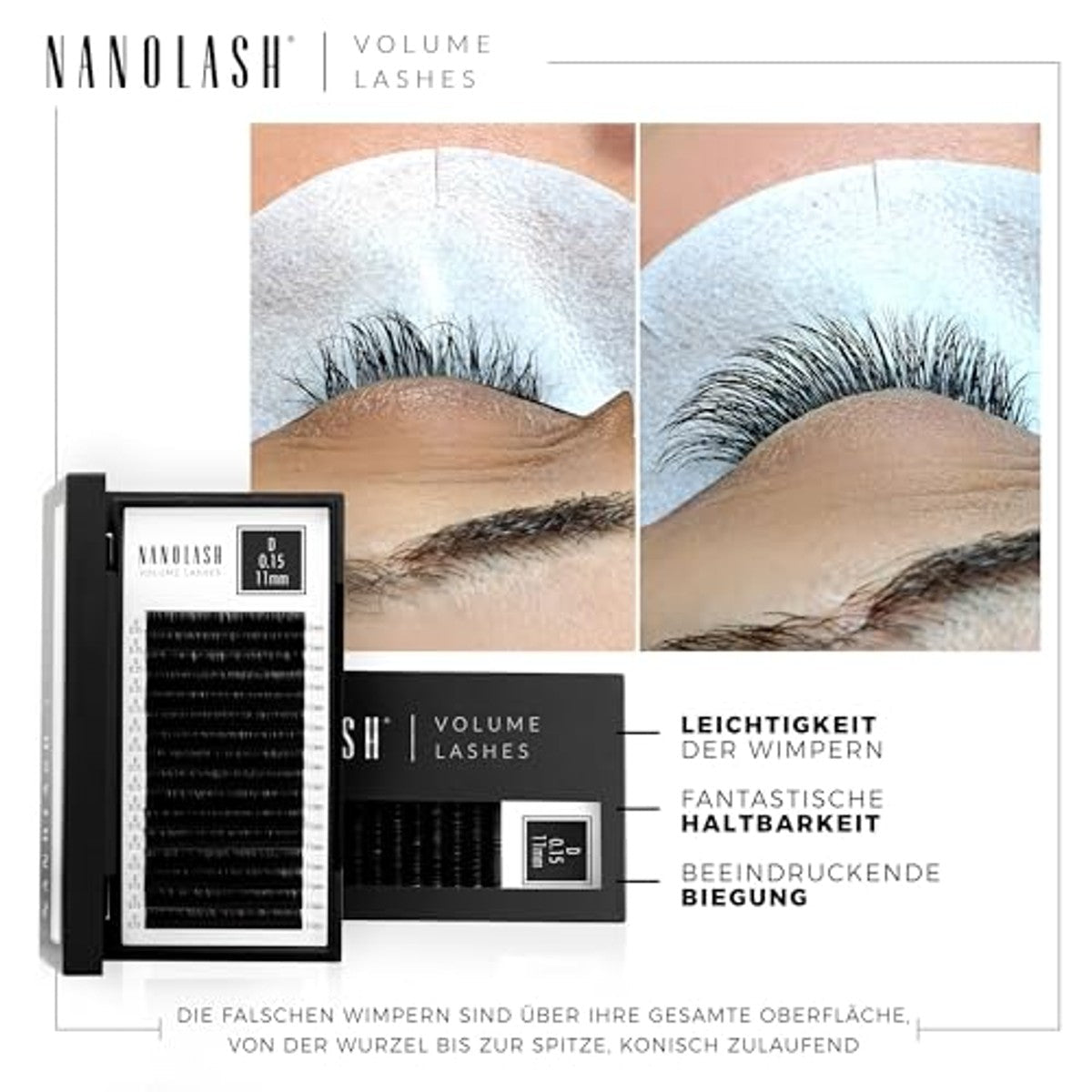 Nanolash Wimperextensions Volumetechniek 0,10 C 9 mm - 6-pack door Nanolash nu bij Huishoudvoordeel