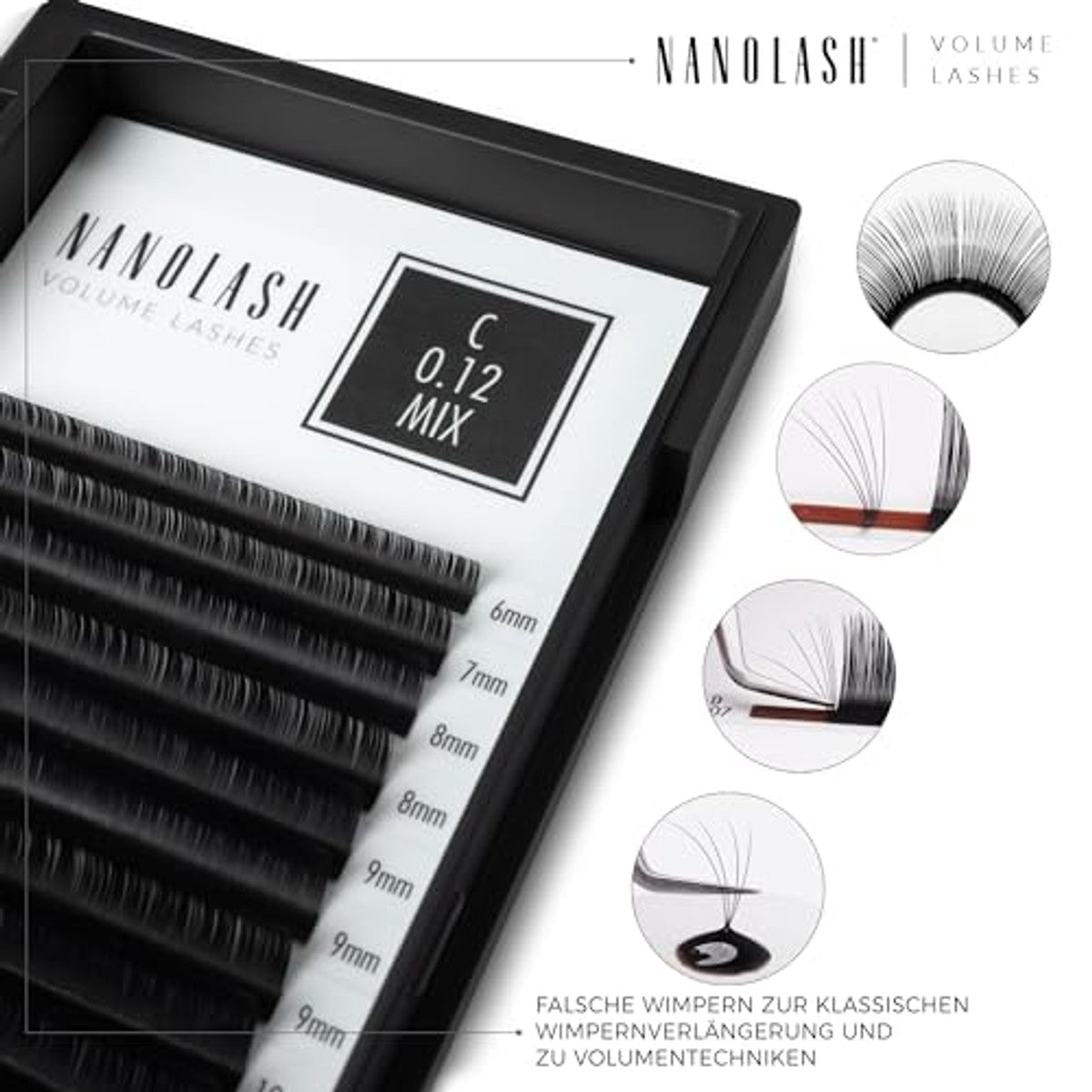 Nanolash Wimperextensions Volumetechniek 0,10 C 9 mm - 6-pack door Nanolash nu bij Huishoudvoordeel