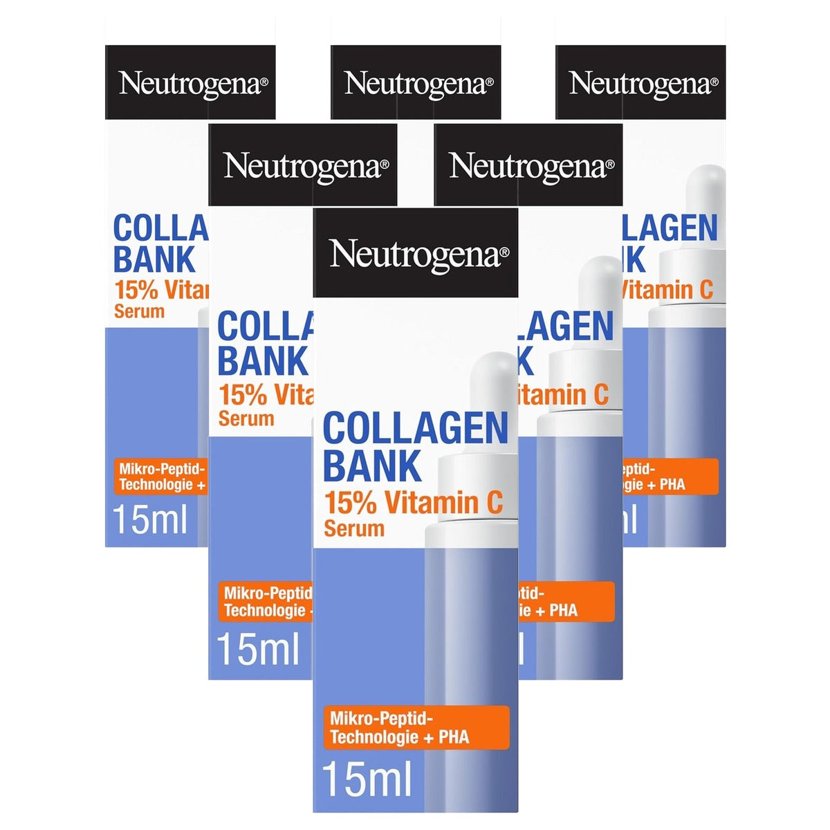 Neutrogena Collagen Bank 15% Vitamine C Serum 6 x 15 ml - Voordeelverpakking