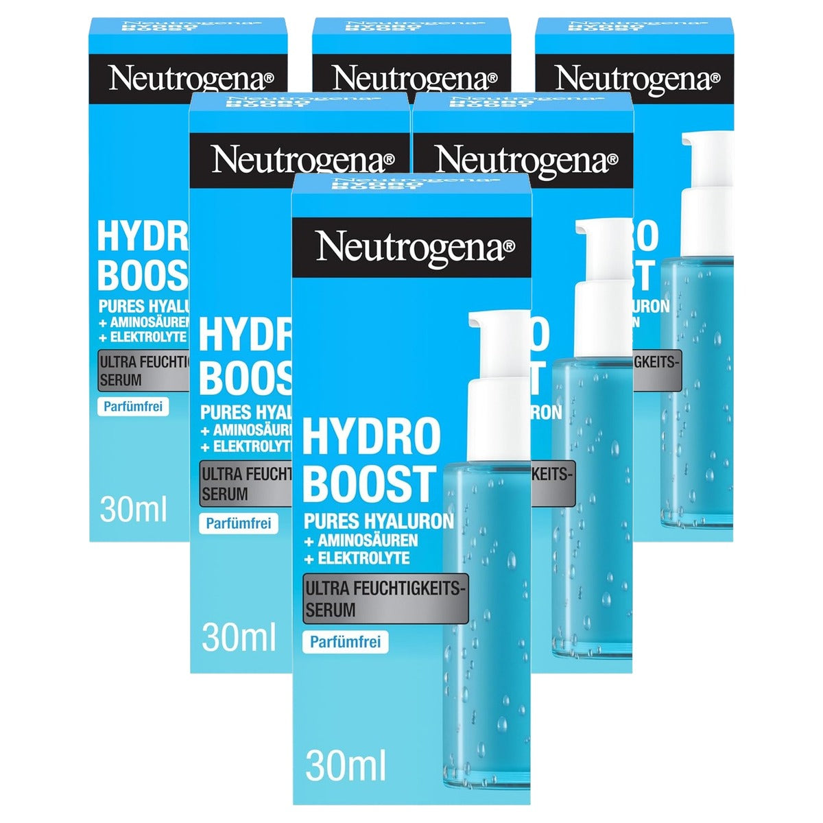 Neutrogena Hydro Boost parfumvrij ultra vochtserum 6 x 30 ml - Voordeelverpakking