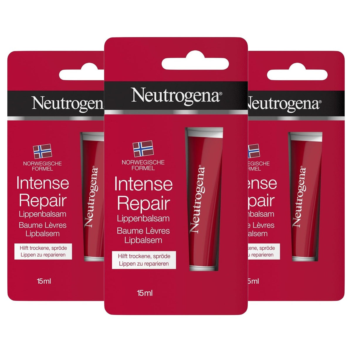 Neutrogena Intense Repair Lippenbalsem 3 x 15 ml - Voordeelverpakking