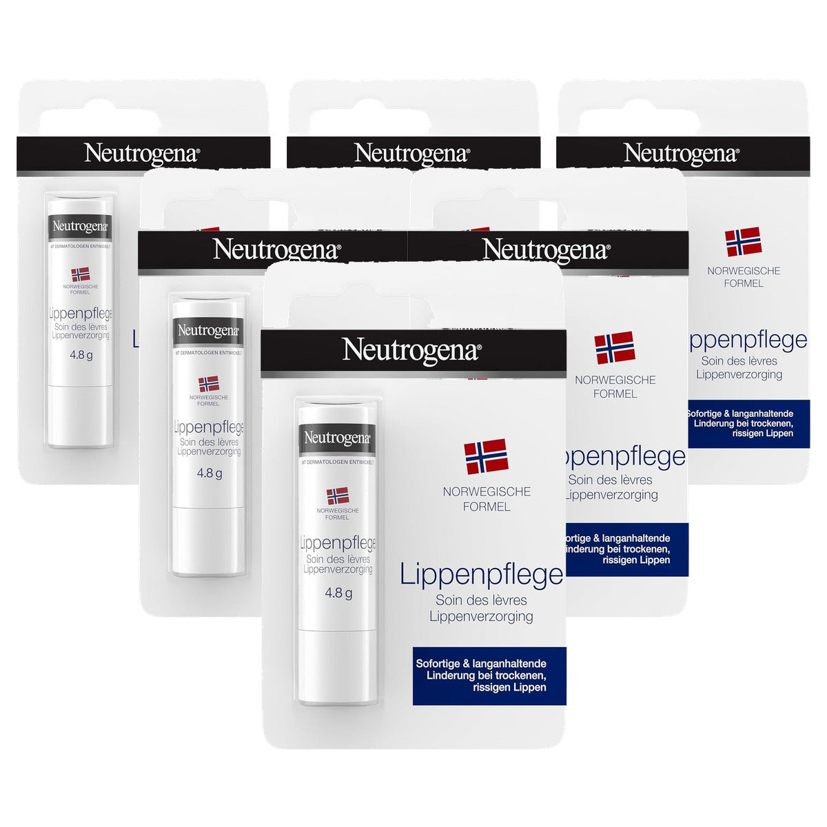 Neutrogena Lippenverzorging Noorse Formule LSF 4 6 x 4,8 g - Voordeelverpakking