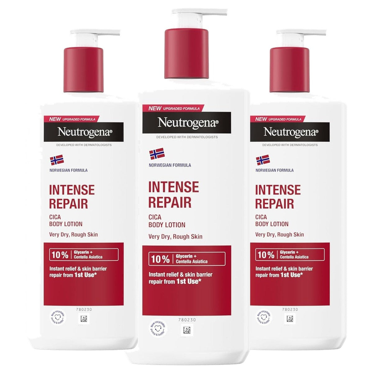 Neutrogena Norwegian Formula Intense Reparatie CICA Body Lotion 3 x 400 ml - Voordeelverpakking