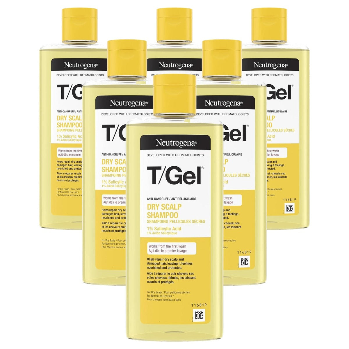 Neutrogena T/Gel Anti-roos Dry Scalp Shampoo 6 x 250 ml - Voordeelverpakking