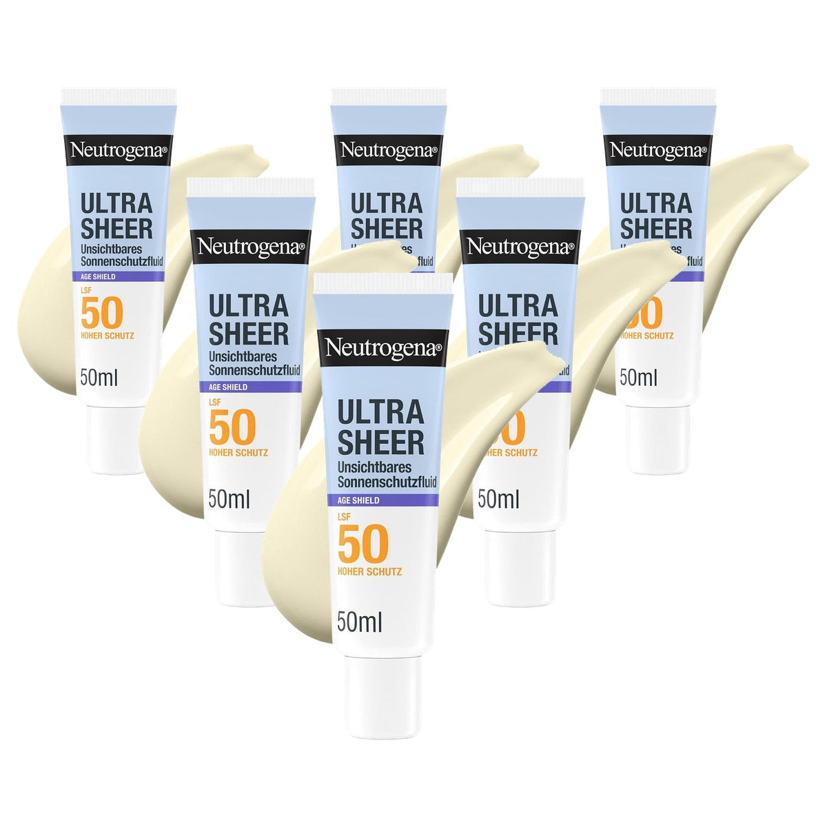 Neutrogena Ultra Sheer Age Shield Zonnebrandvloeistof SPF 50 6 x 50 ml - Voordeelverpakking