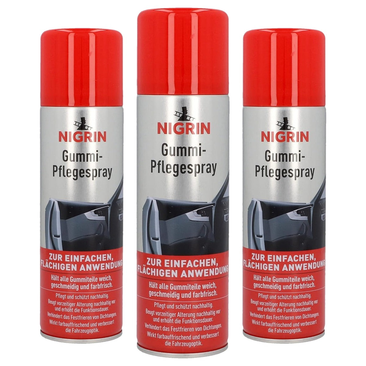NIGRIN 74056 rubber-onderhoudsspray 3 x 300 ml - Voordeelverpakking