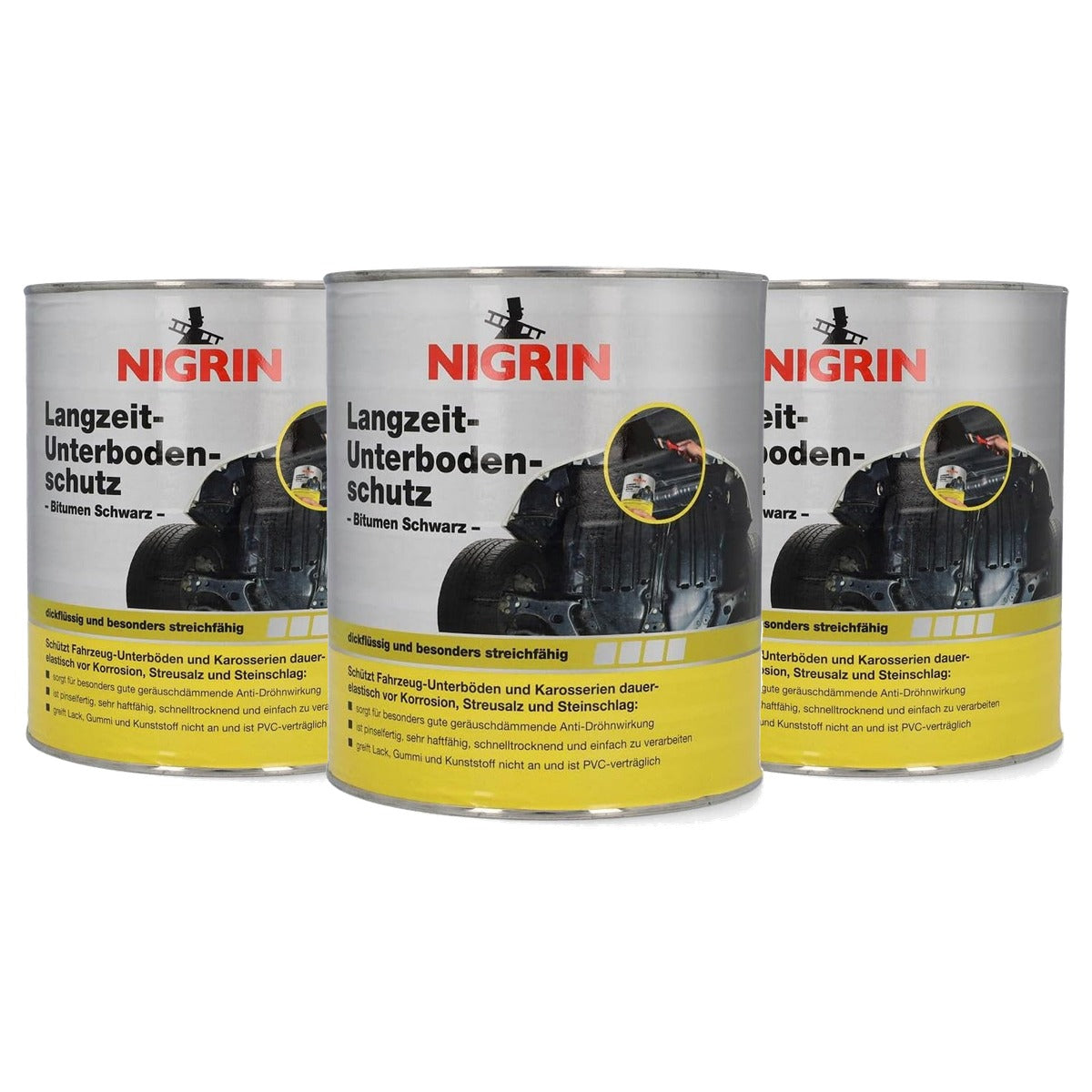 NIGRIN 74061 anti-corrosielaag wagenbodem 3 x 2,5 kg - Voordeelverpakking