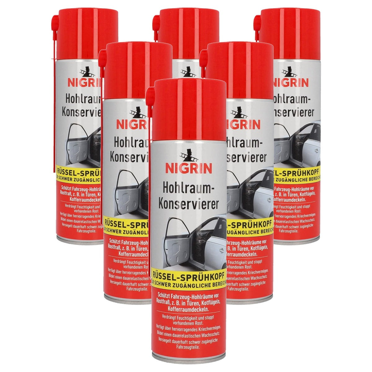 NIGRIN 74065 Anti-corrosie-spray voor holtes 6 x 500 ml - Voordeelverpakking