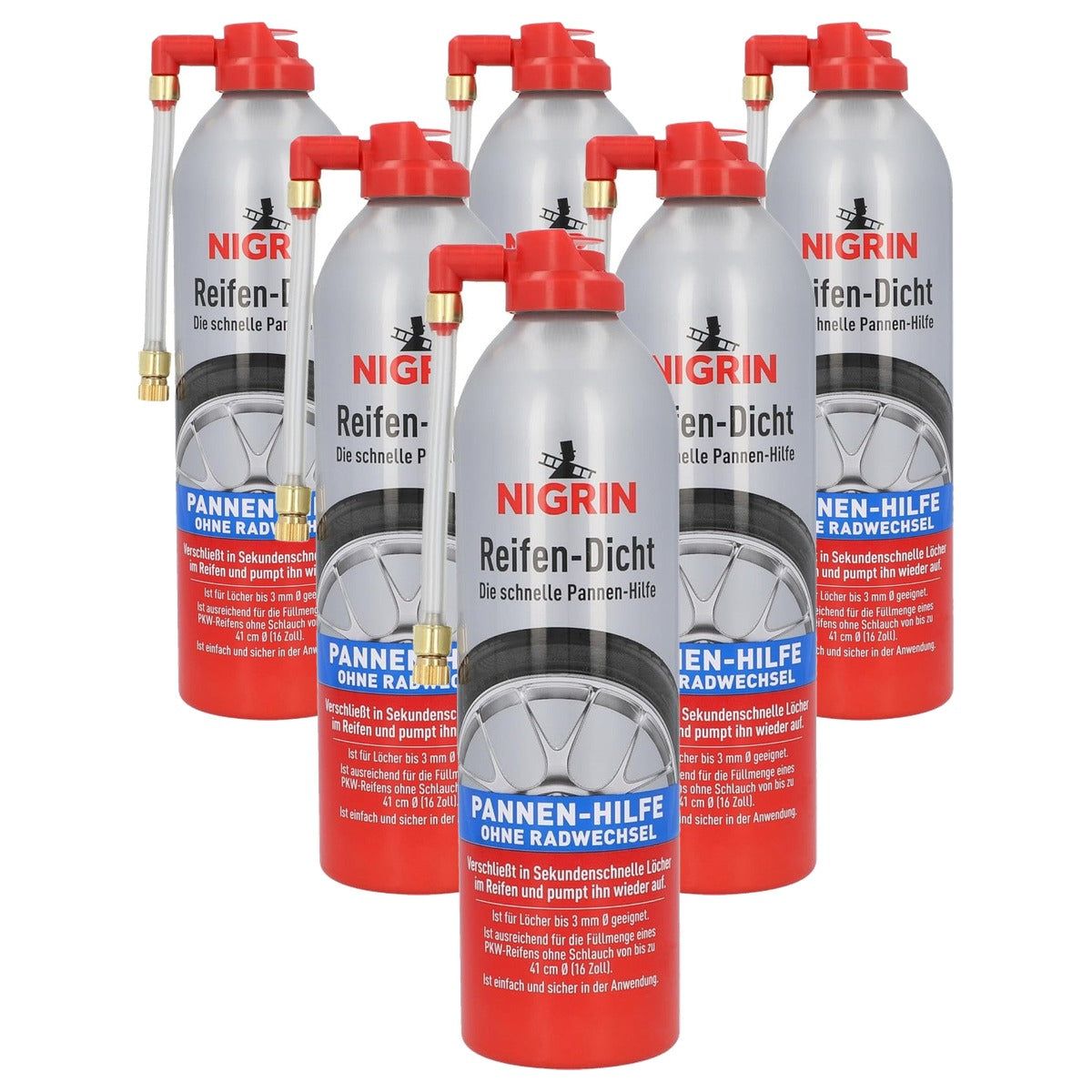 NIGRIN 74074 Bandendicht 6 x 500 ml - Voordeelverpakking