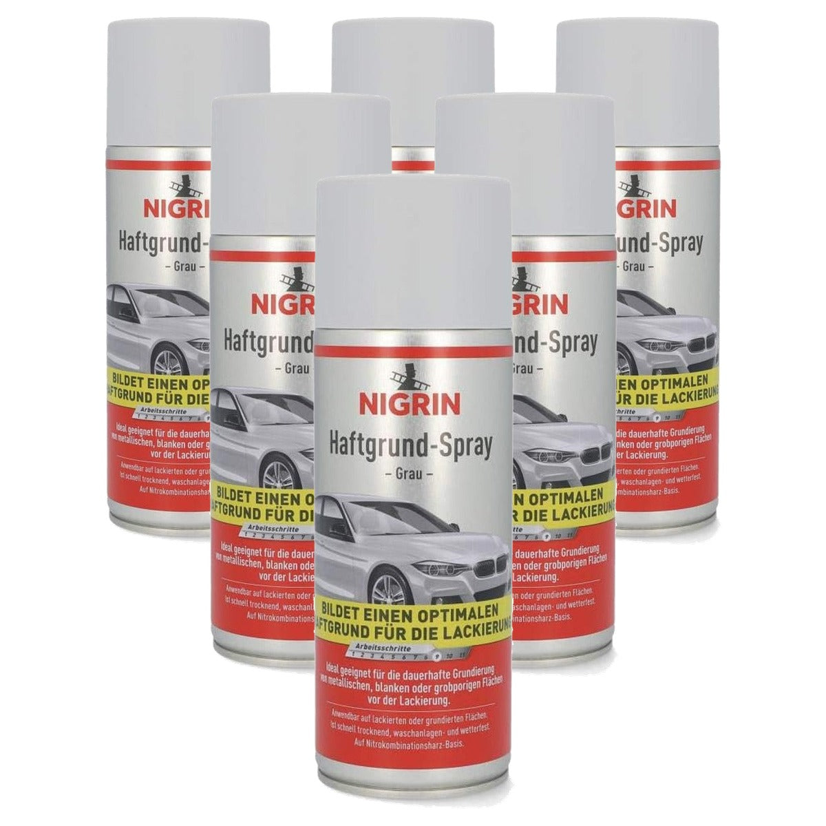 NIGRIN 74115 Grondverf voor autolak spuitbus 6 x 400 ml - Voordeelverpakking