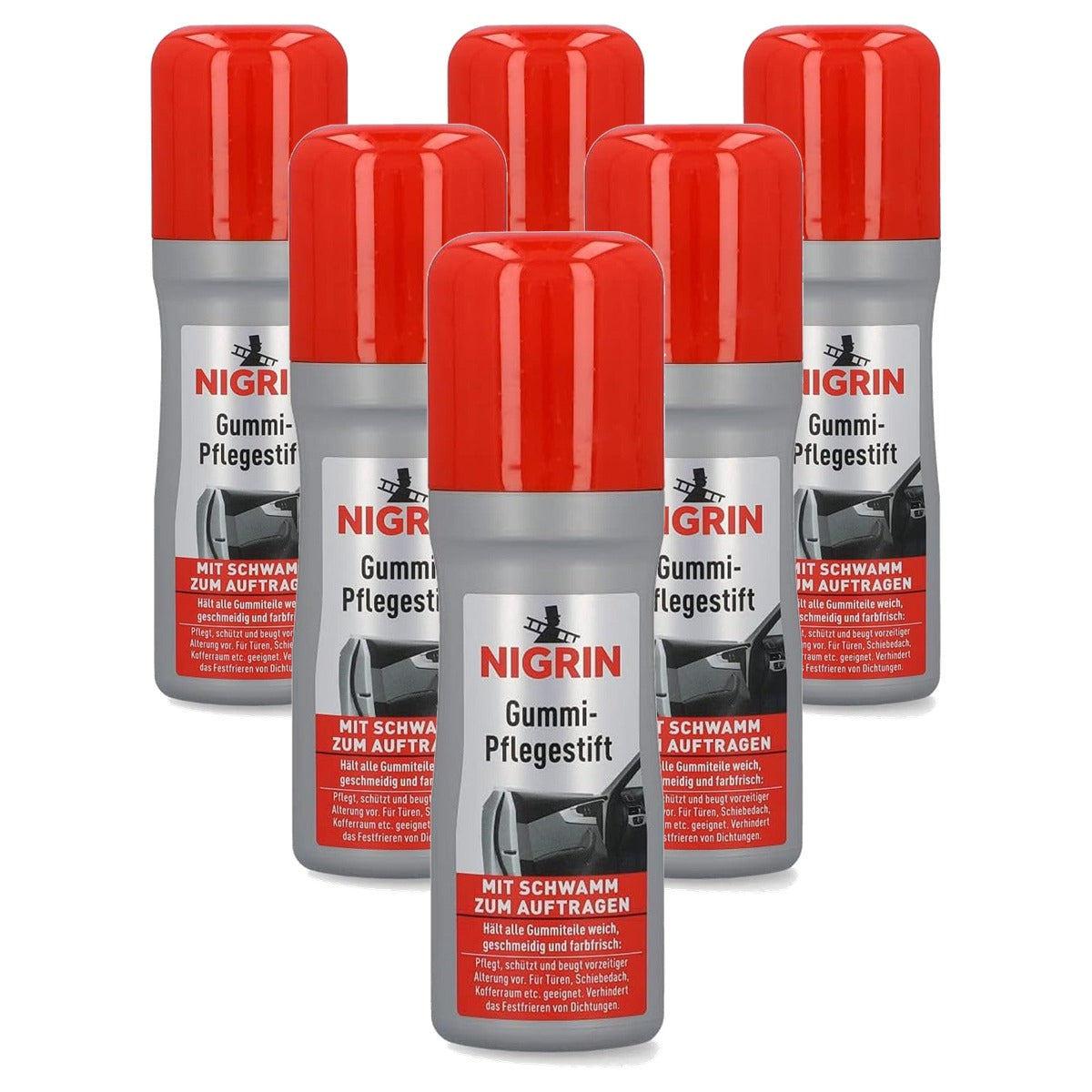 NIGRIN 74653 rubber-onderhoudsstift 6 x 75 ml - Voordeelverpakking