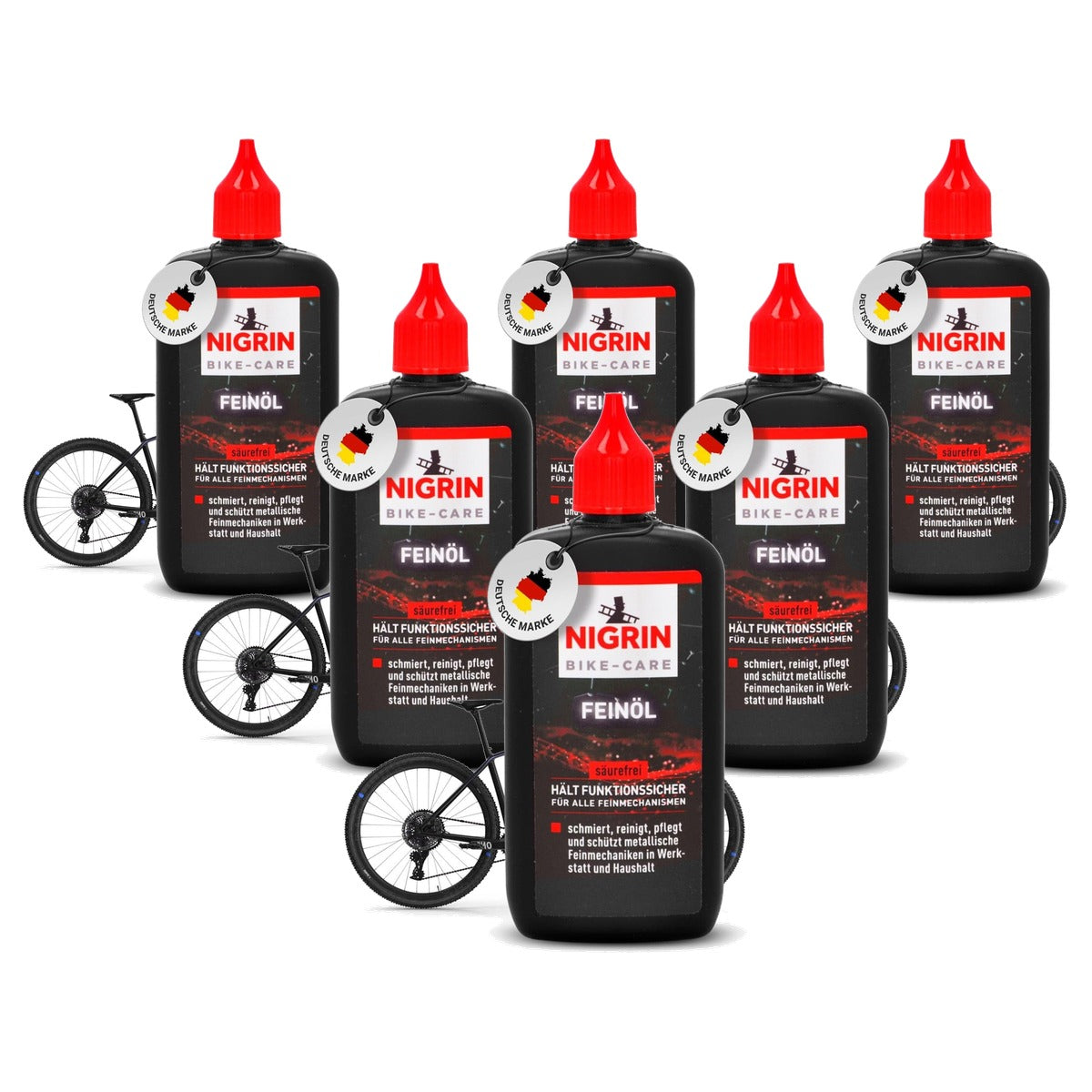 NIGRIN BIKE-CARE Fijne olie fles 6 x 100 ml - Voordeelverpakking