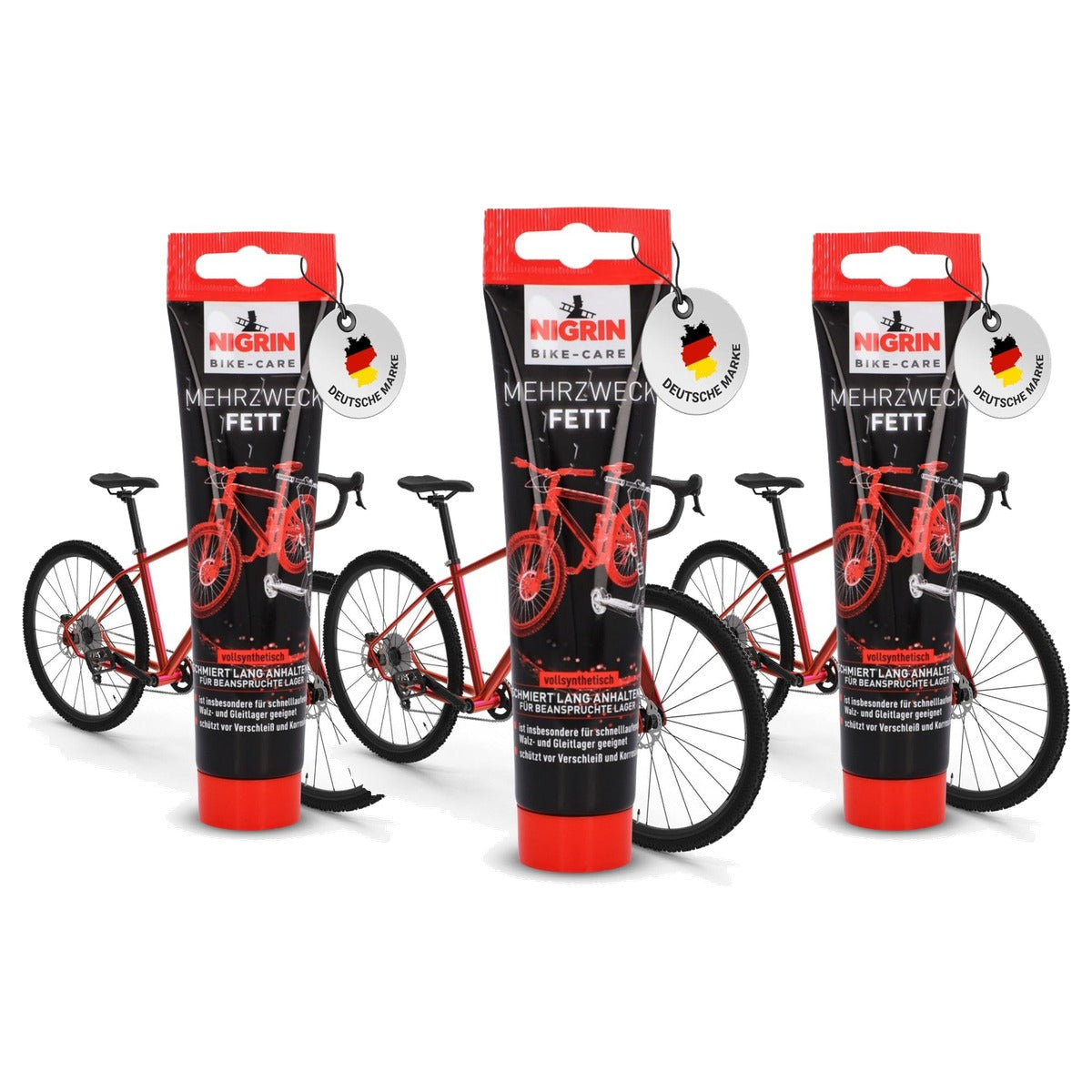 NIGRIN Bike-Care Multifunctioneel vet tube 3 x 100 g - Voordeelverpakking