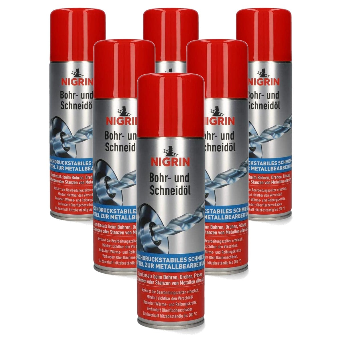 NIGRIN Boor- en snijolie 6 x 250 ml - Voordeelverpakking