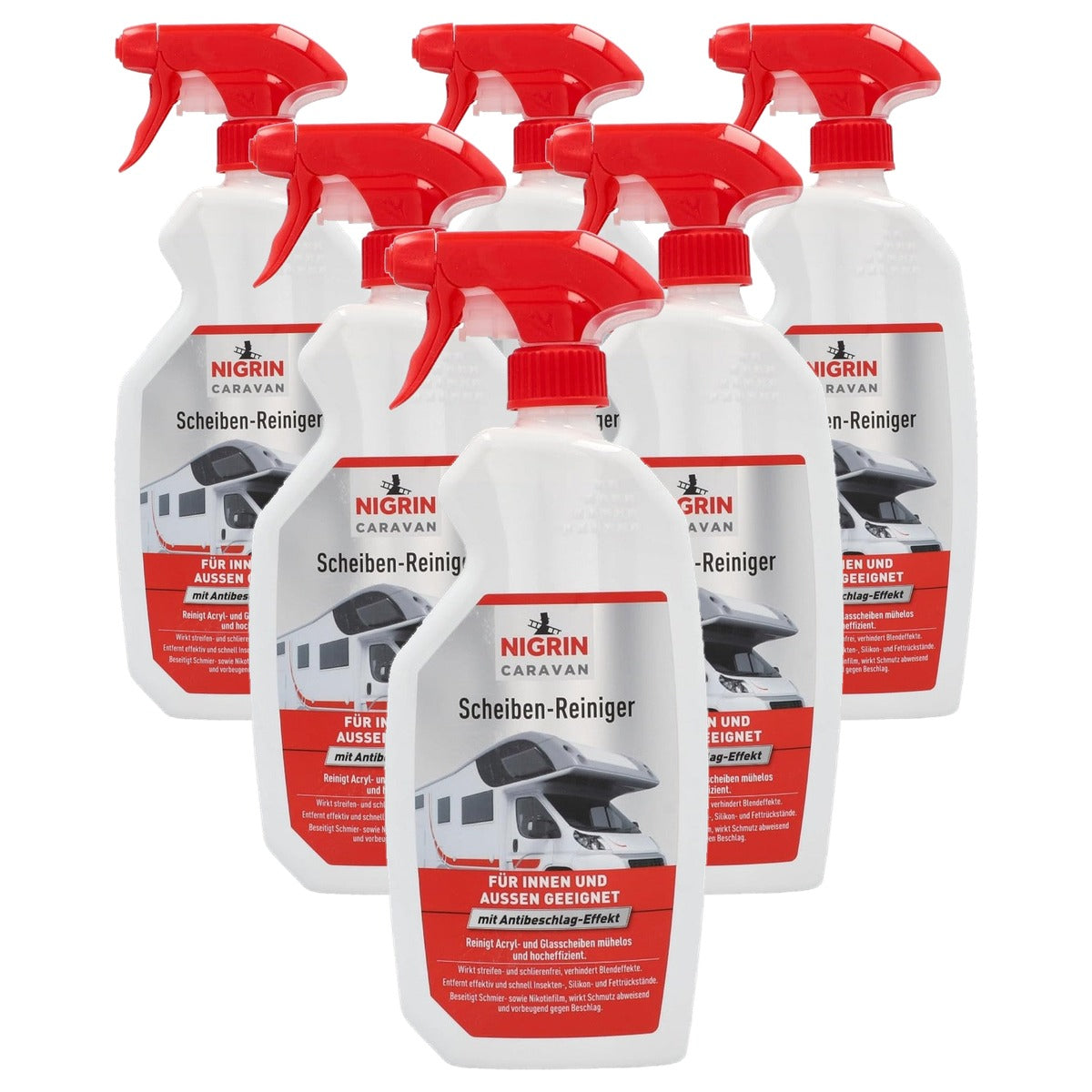 NIGRIN Caravan acryl- en ruitenreiniger 6 x 0,75 liter - Voordeelverpakking