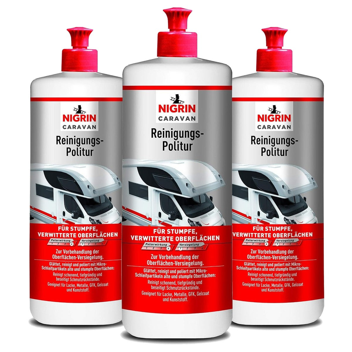 NIGRIN Caravan reinigingspolijstmiddel 3 x 1 l - Voordeelverpakking
