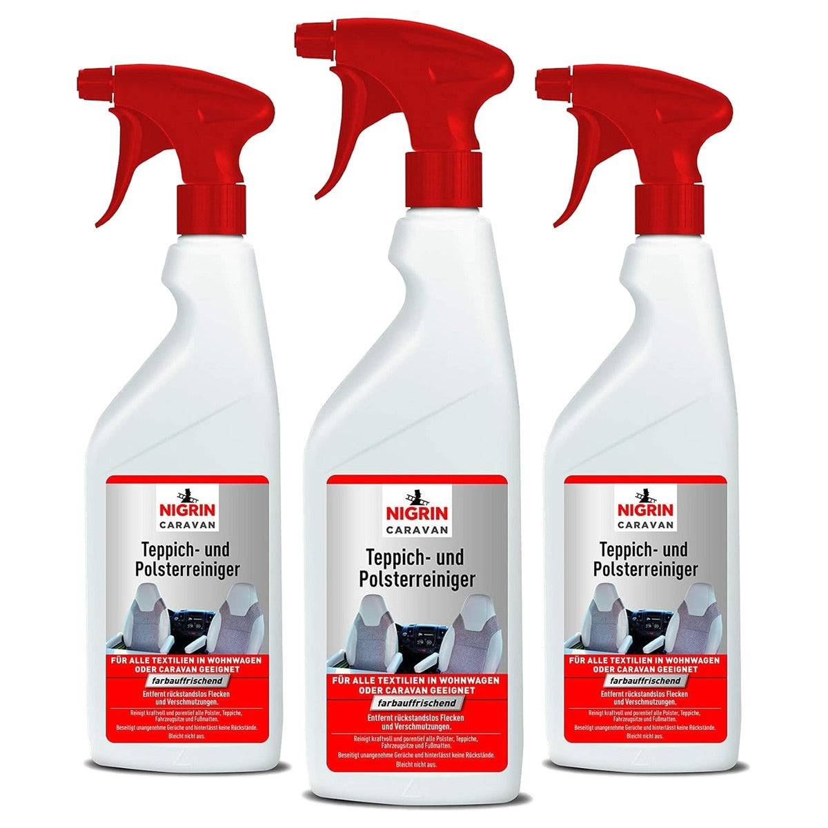 NIGRIN Caravan tapijt- en stofferingreiniger 3 x 0,75 liter - Voordeelverpakking