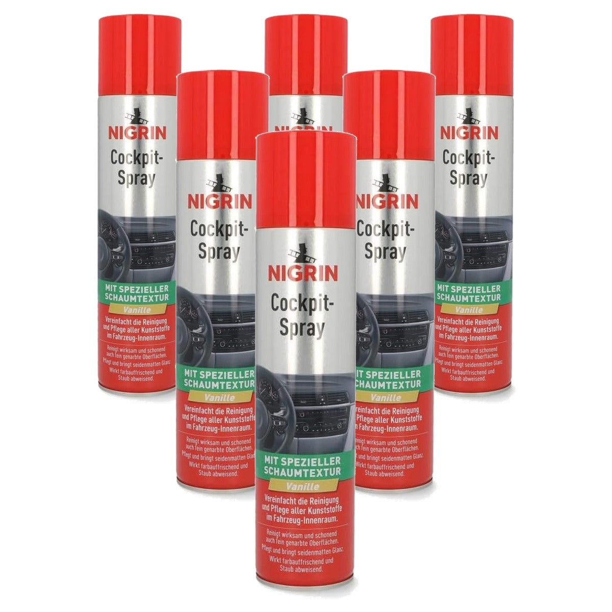 NIGRIN Cockpitspray vanille 6 x 400 ml - Voordeelverpakking