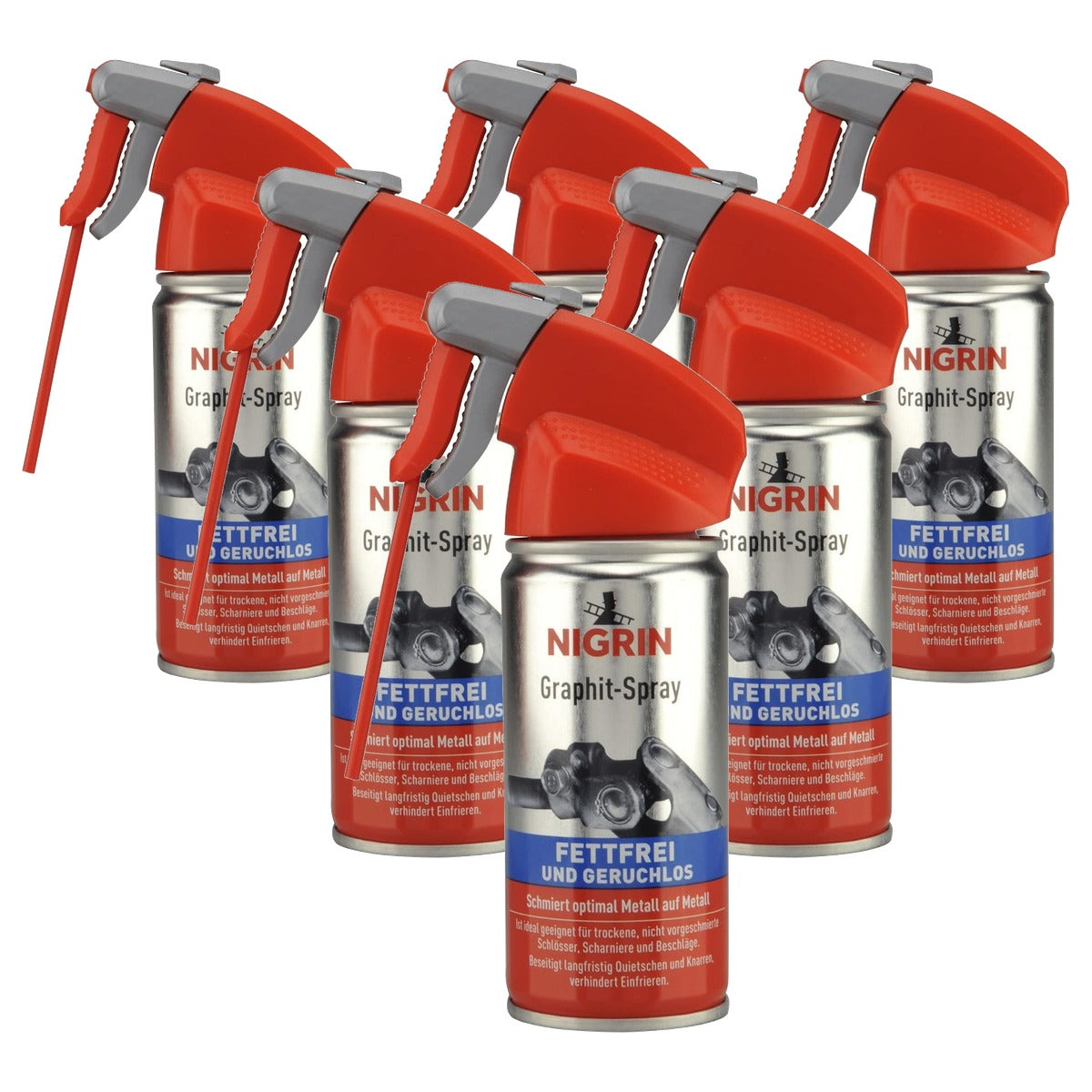 NIGRIN Grafiet spray 6 x 100 ml - Voordeelverpakking