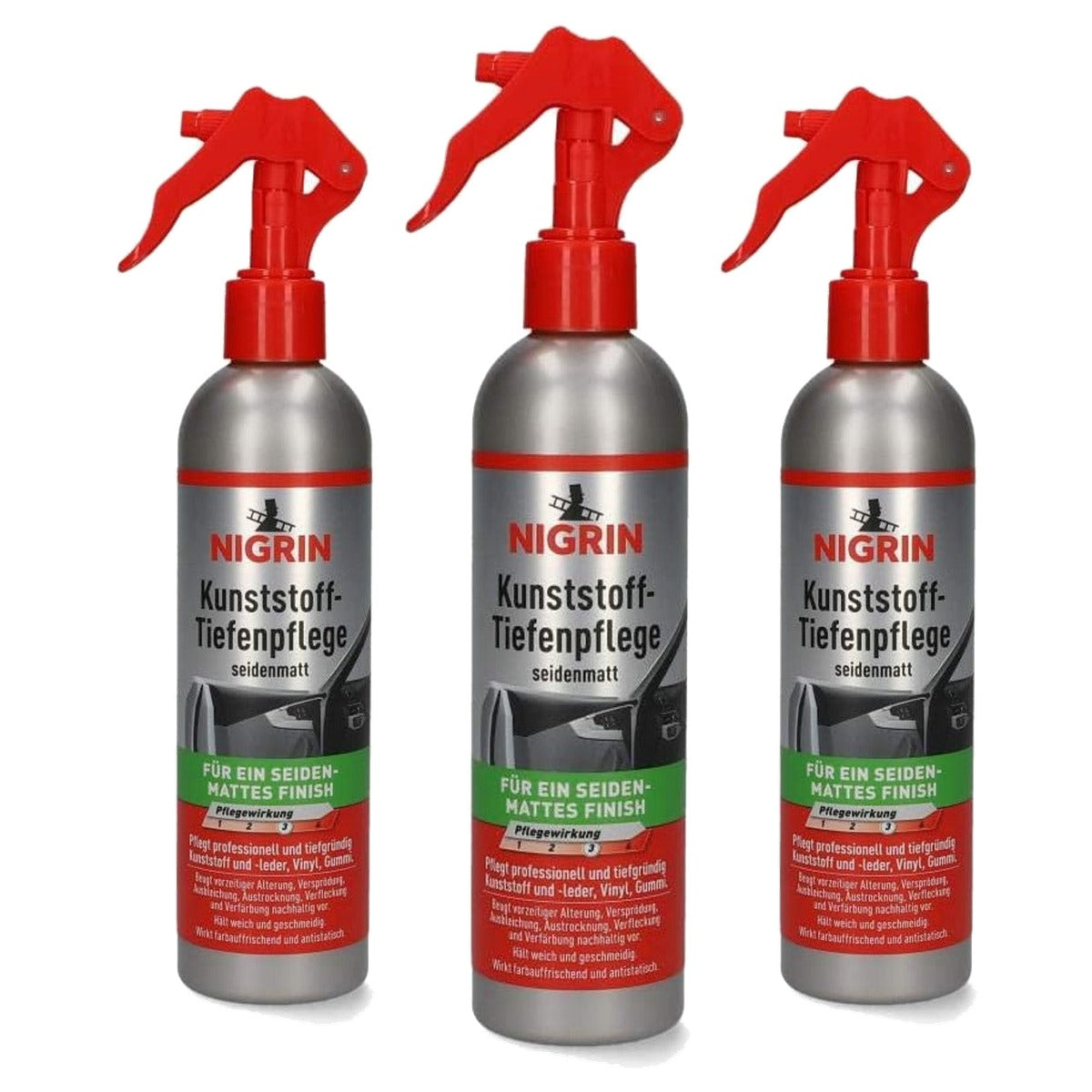 NIGRIN Kunststof Diepteverzorging zijdemat 3 x 300 ml - Voordeelverpakking