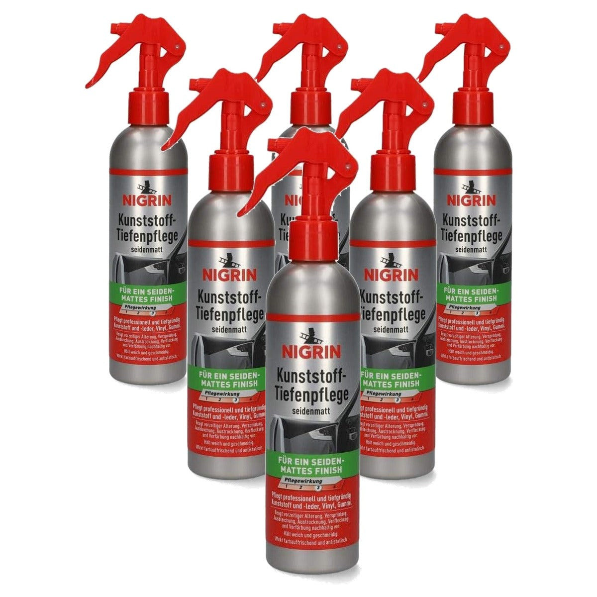 NIGRIN Kunststof Diepteverzorging zijdemat 6 x 300 ml - Voordeelverpakking