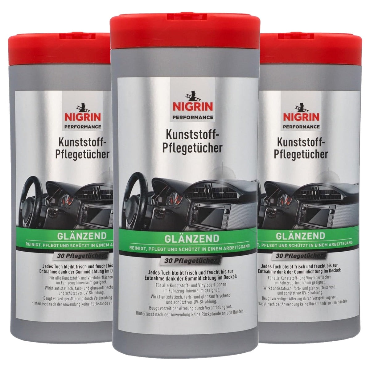 NIGRIN Kunststof verzorgingsdoeken glanzend - 3-pack
