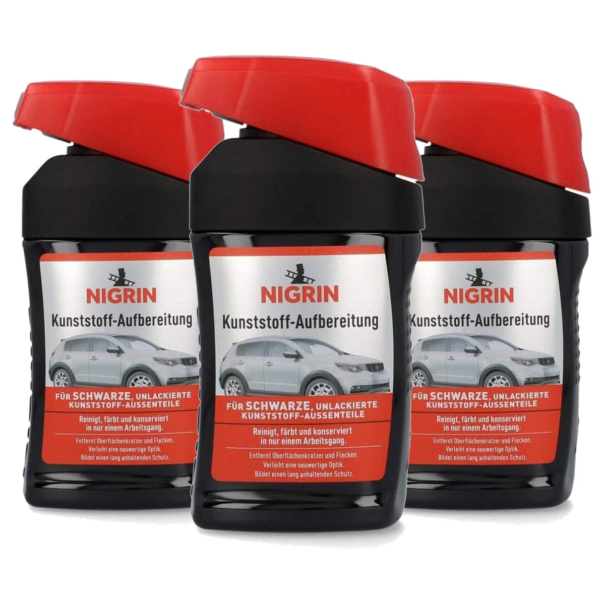 NIGRIN Kunststof voorbereiding Color zwart 3 x 300 ml - Voordeelverpakking