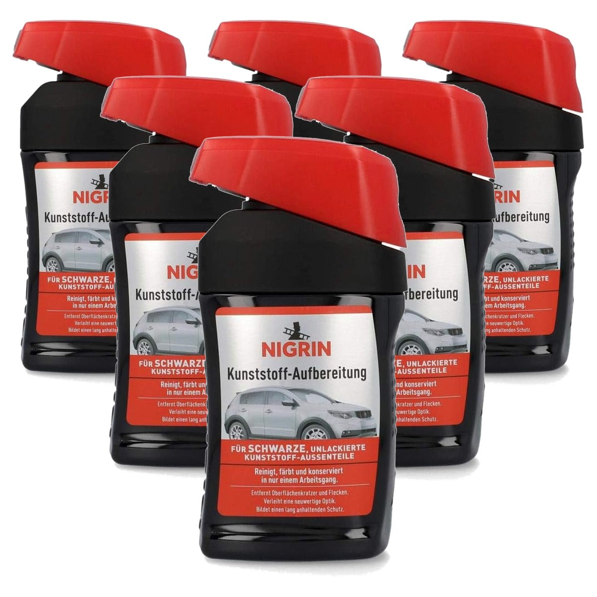 NIGRIN Kunststof voorbereiding Color zwart 6 x 300 ml - Voordeelverpakking