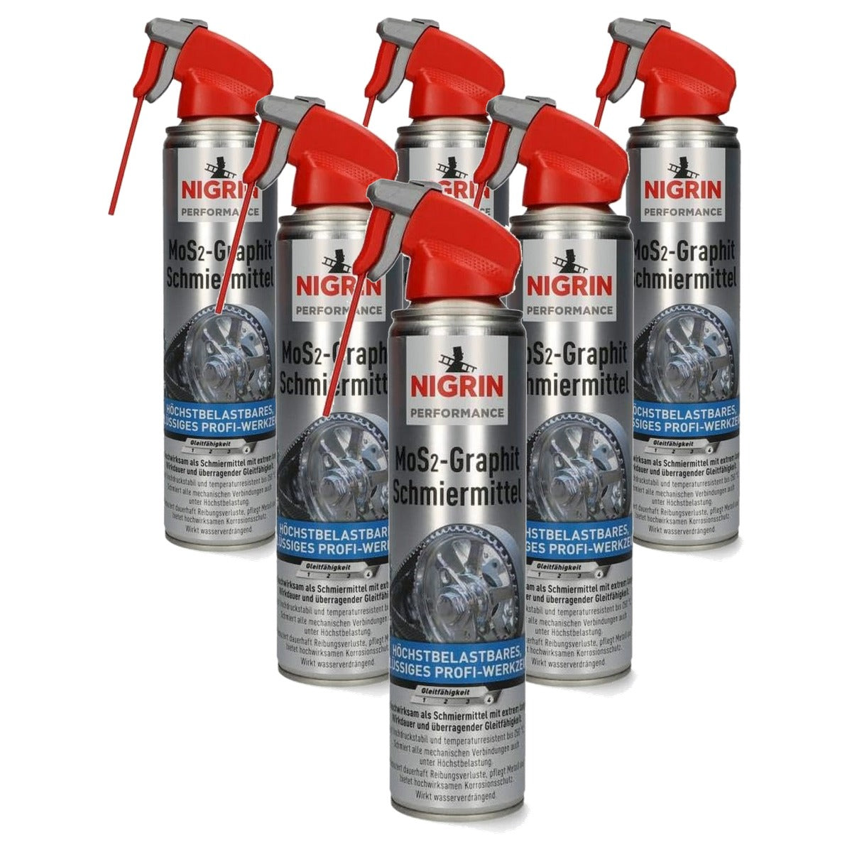 NIGRIN MoS2-HyBrid smeermiddel met grafiet 6 x 400 ml - Voordeelverpakking