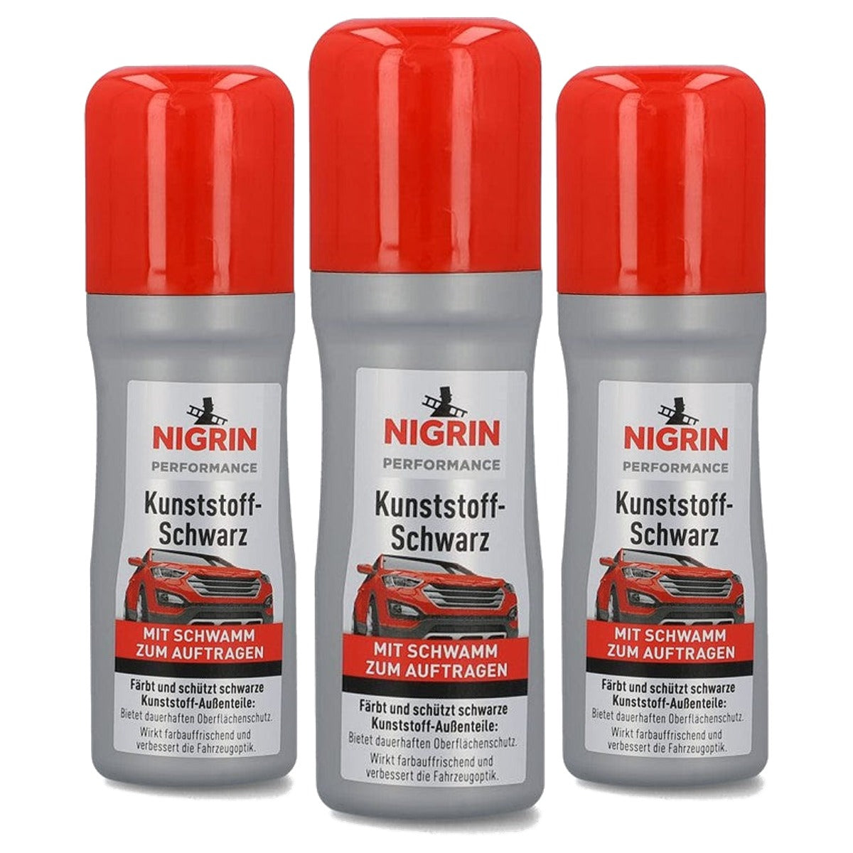 NIGRIN Performance Kunststof zwart 3 x 75 ml - Voordeelverpakking