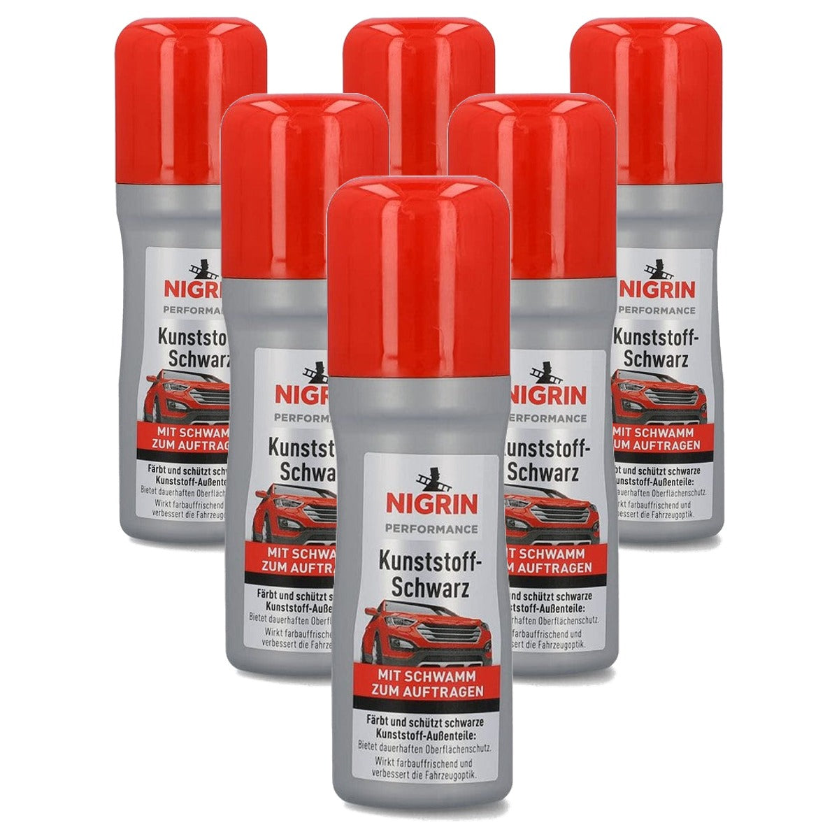 NIGRIN Performance Kunststof zwart 6 x 75 ml - Voordeelverpakking