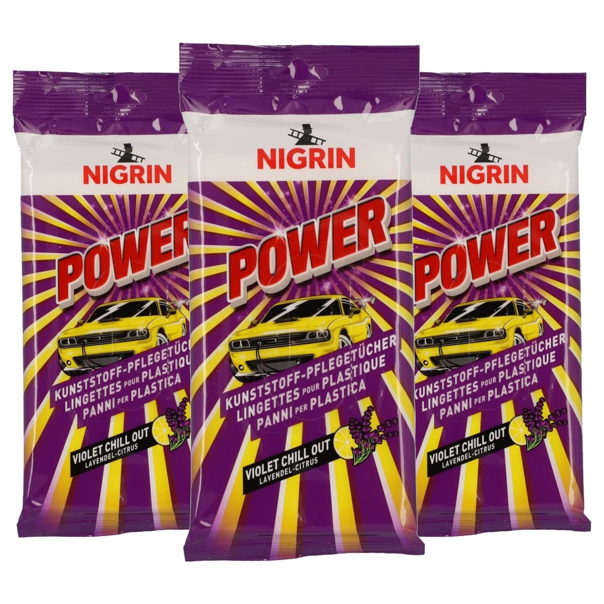 NIGRIN POWER kunststof onderhoudsdoeken 3 x 20 stuks - Voordeelverpakking