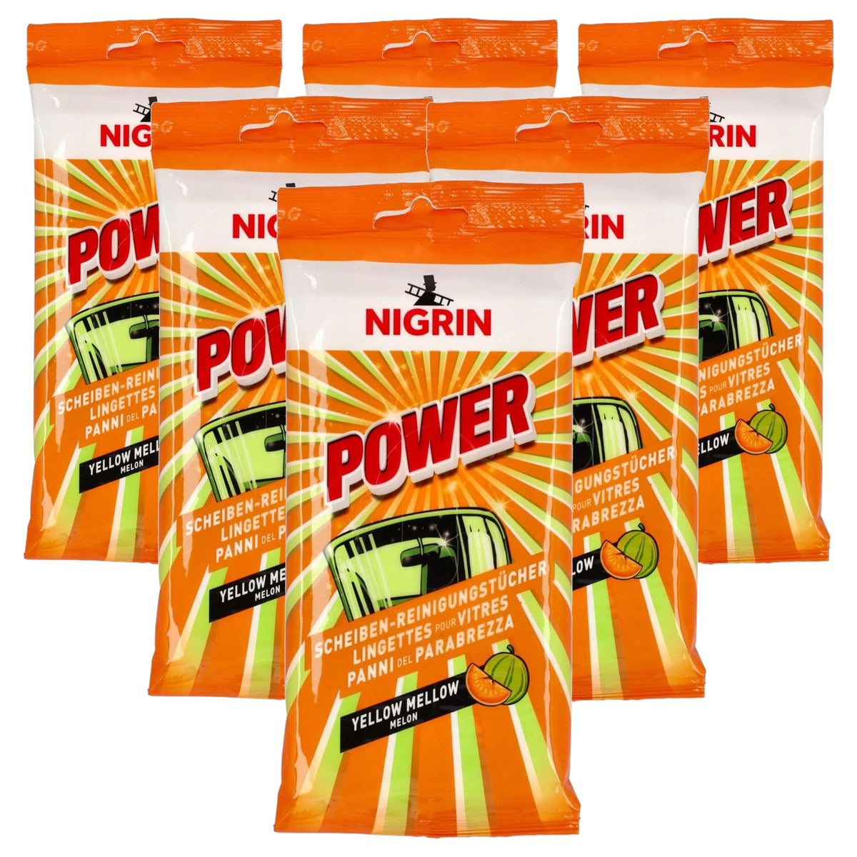 NIGRIN POWER ruitenreinigingsdoeken Yellow Mellow 20 doeken - 6-pack