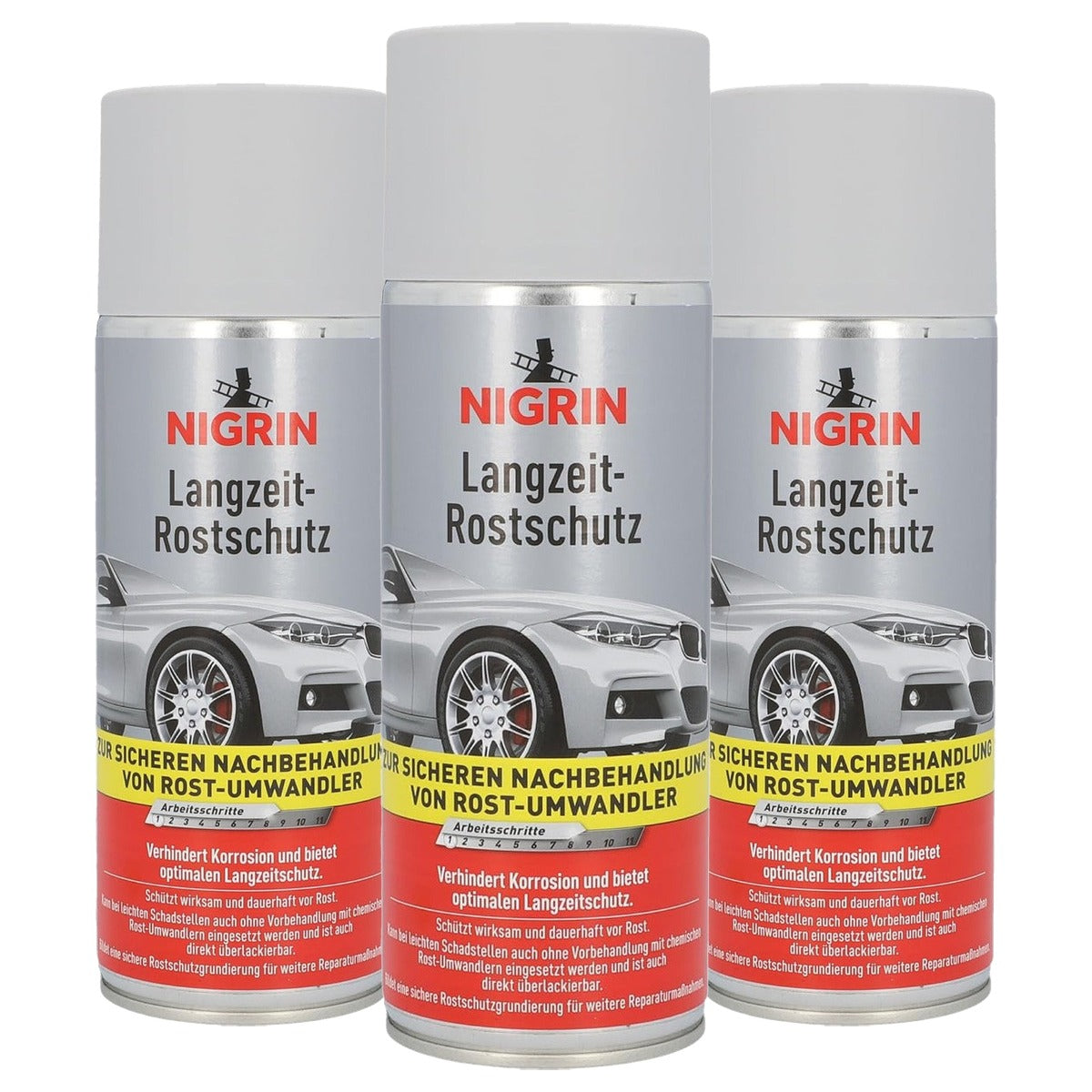 NIGRIN Roestprimer Spray grijs 3 x 400 ml - Voordeelverpakking