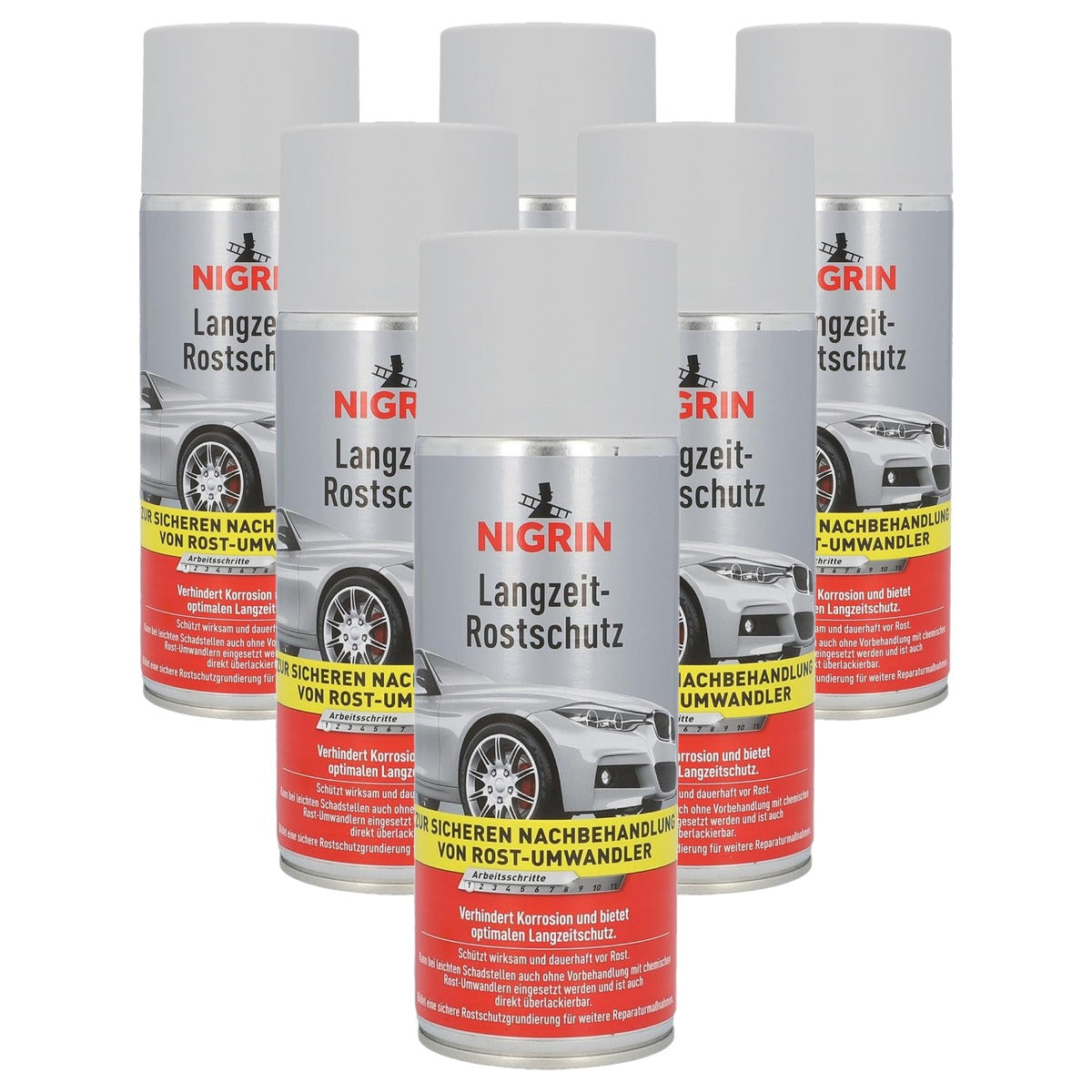 NIGRIN Roestprimer Spray grijs 6 x 400 ml - Voordeelverpakking