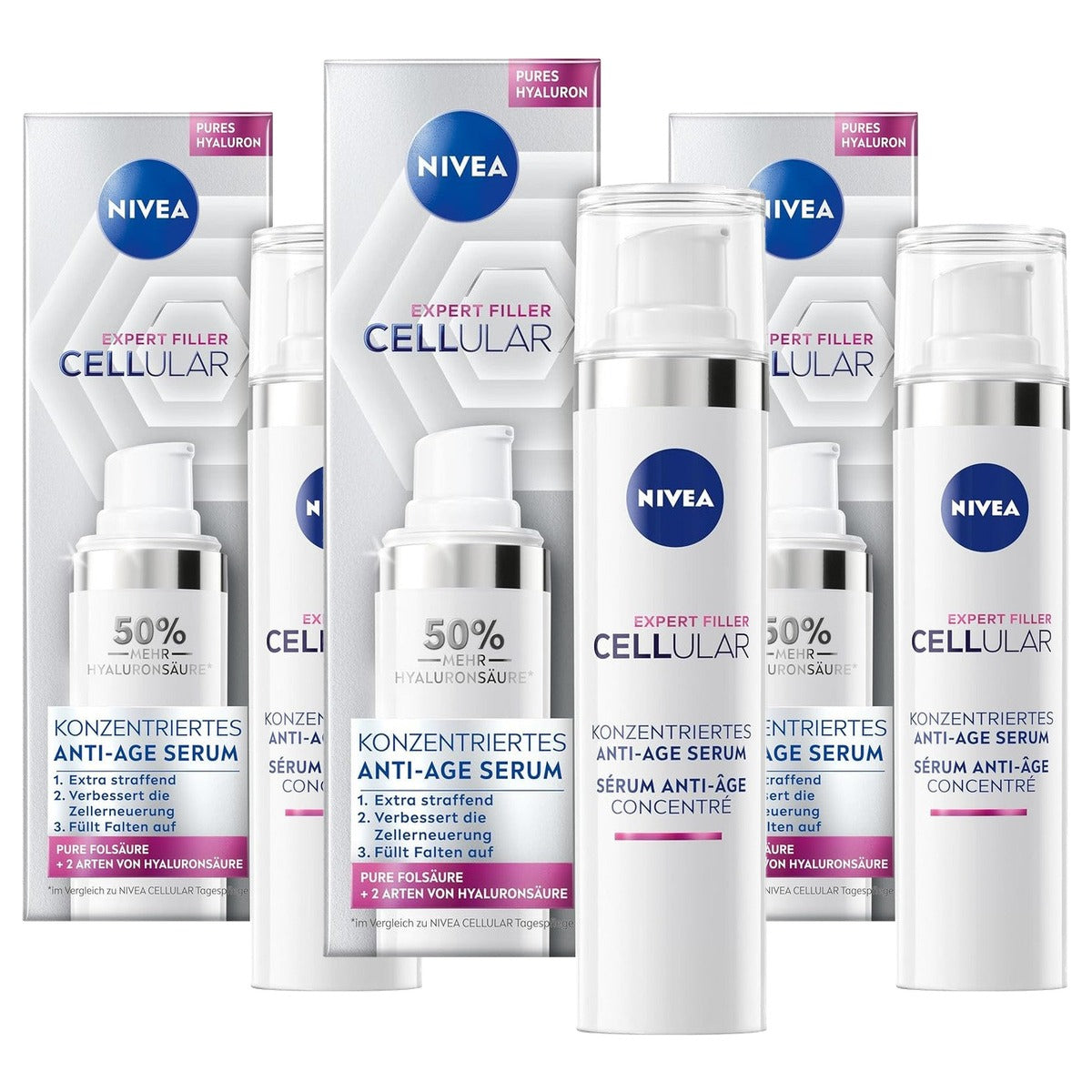 NIVEA Cellular Expert Filler geconcentreerd anti-aging serum 3 x 40 ml - Voordeelverpakking
