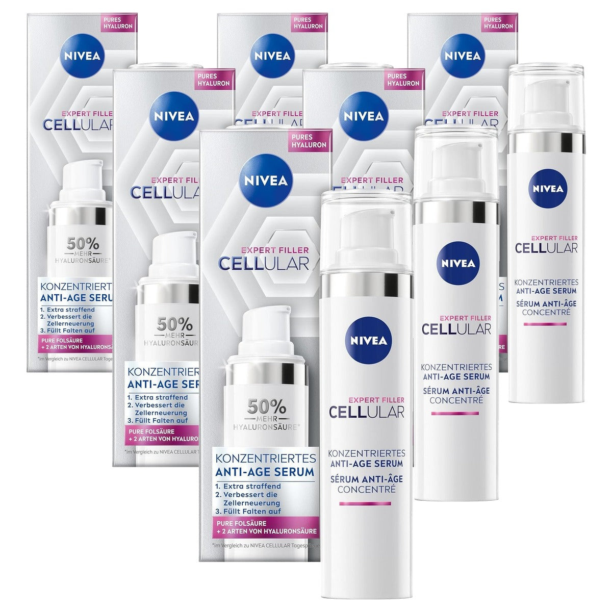 NIVEA Cellular Expert Filler geconcentreerd anti-aging serum 6 x 40 ml - Voordeelverpakking
