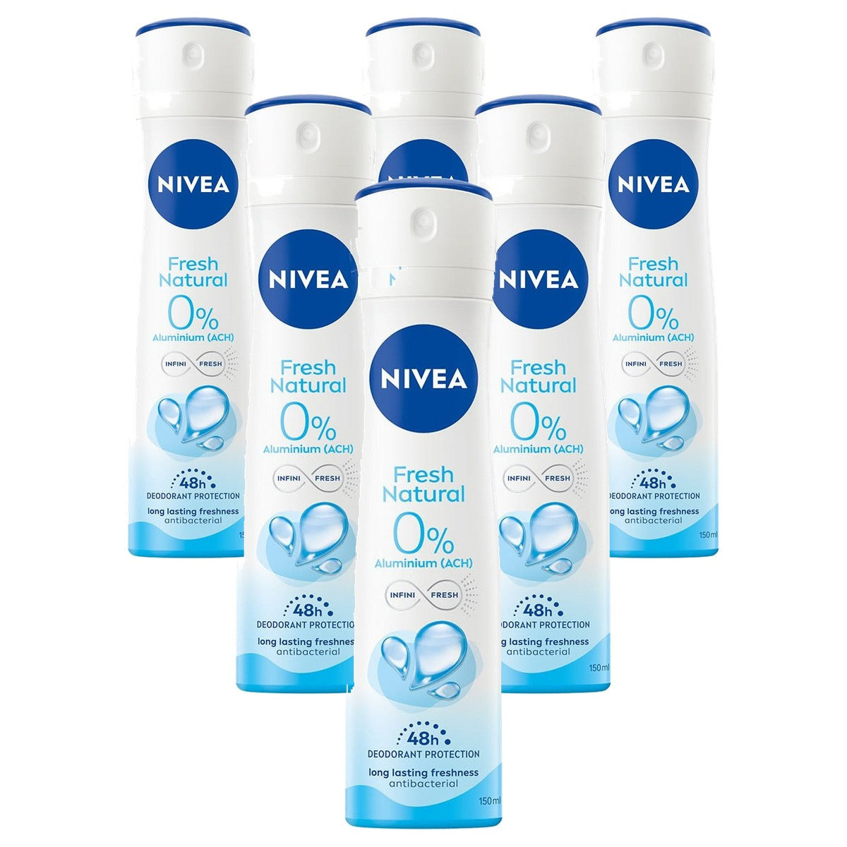 NIVEA Deodorant Fresh Natural Spray 6 x 150 ml - Voordeelverpakking