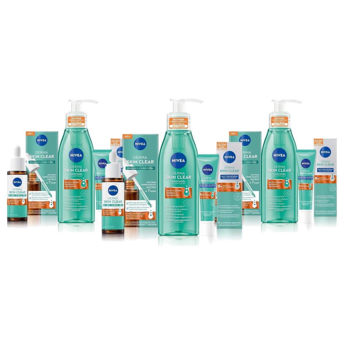 NIVEA Derma Skin Clear Routine Set + 40 ml + 150 ml 3 x 30 ml - Voordeelverpakking