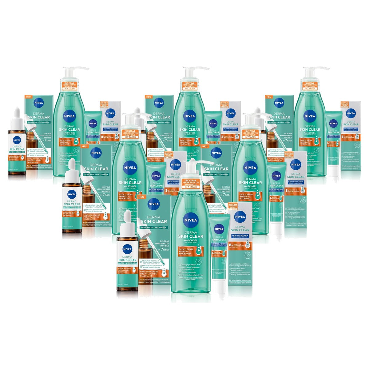 NIVEA Derma Skin Clear Routine Set + 40 ml + 150 ml 6 x 30 ml - Voordeelverpakking