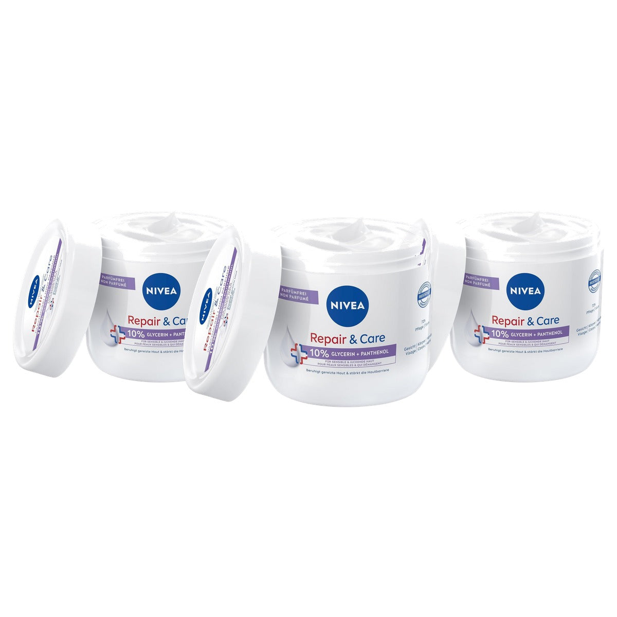 Nivea Repair & Care Parfumvrije crème 3 x 400 ml - Voordeelverpakking