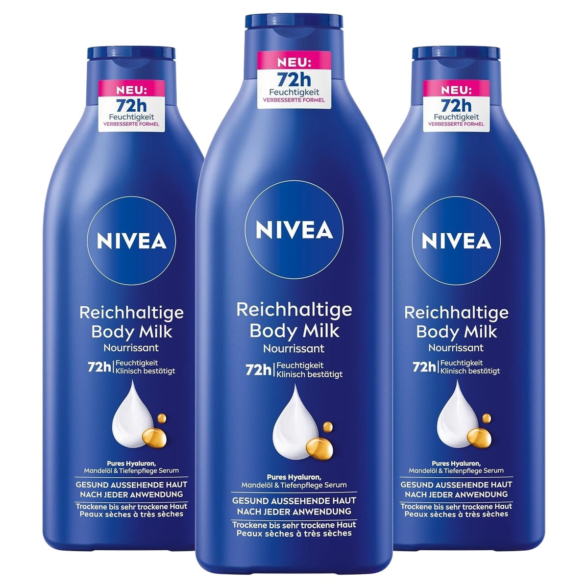 NIVEA Rijke Bodymilk Droge Huid 3 x 400 ml - Voordeelverpakking