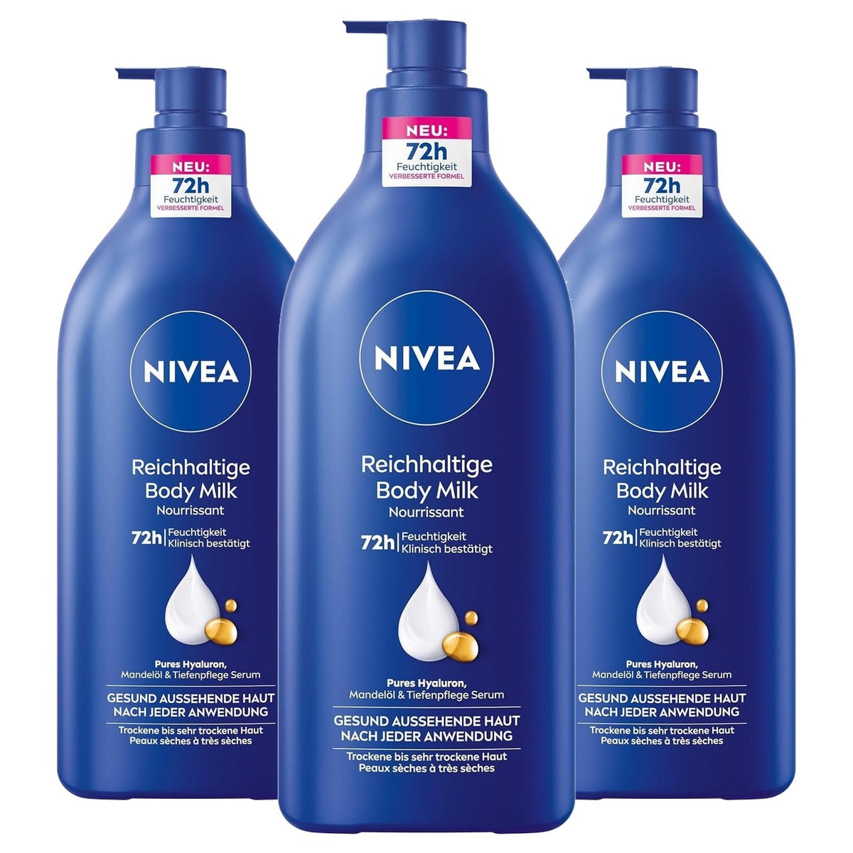 NIVEA Rijke Bodymilk voor droge huid 3 x 625 ml - Voordeelverpakking