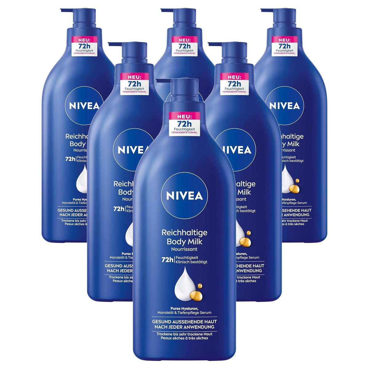 NIVEA Rijke Bodymilk voor droge huid 6 x 625 ml - Voordeelverpakking