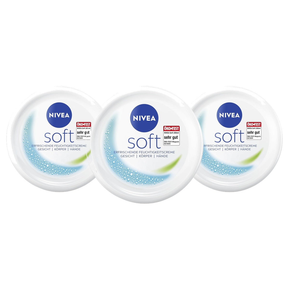 NIVEA Soft verfrissende vochtinbrengende crème 3 x 200 ml - Voordeelverpakking