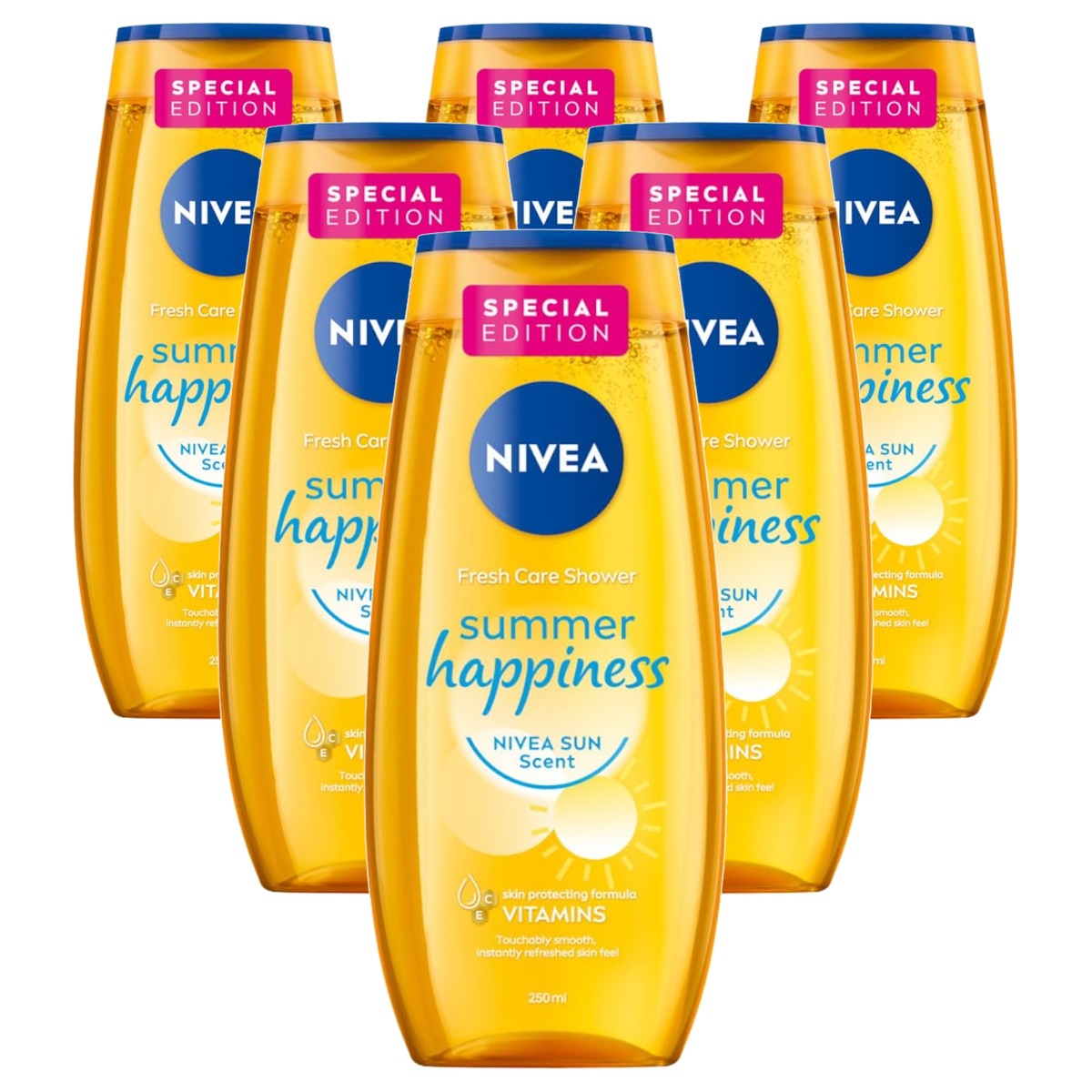 NIVEA Summer Happiness Douchegel 6 x 250 ml - Voordeelverpakking