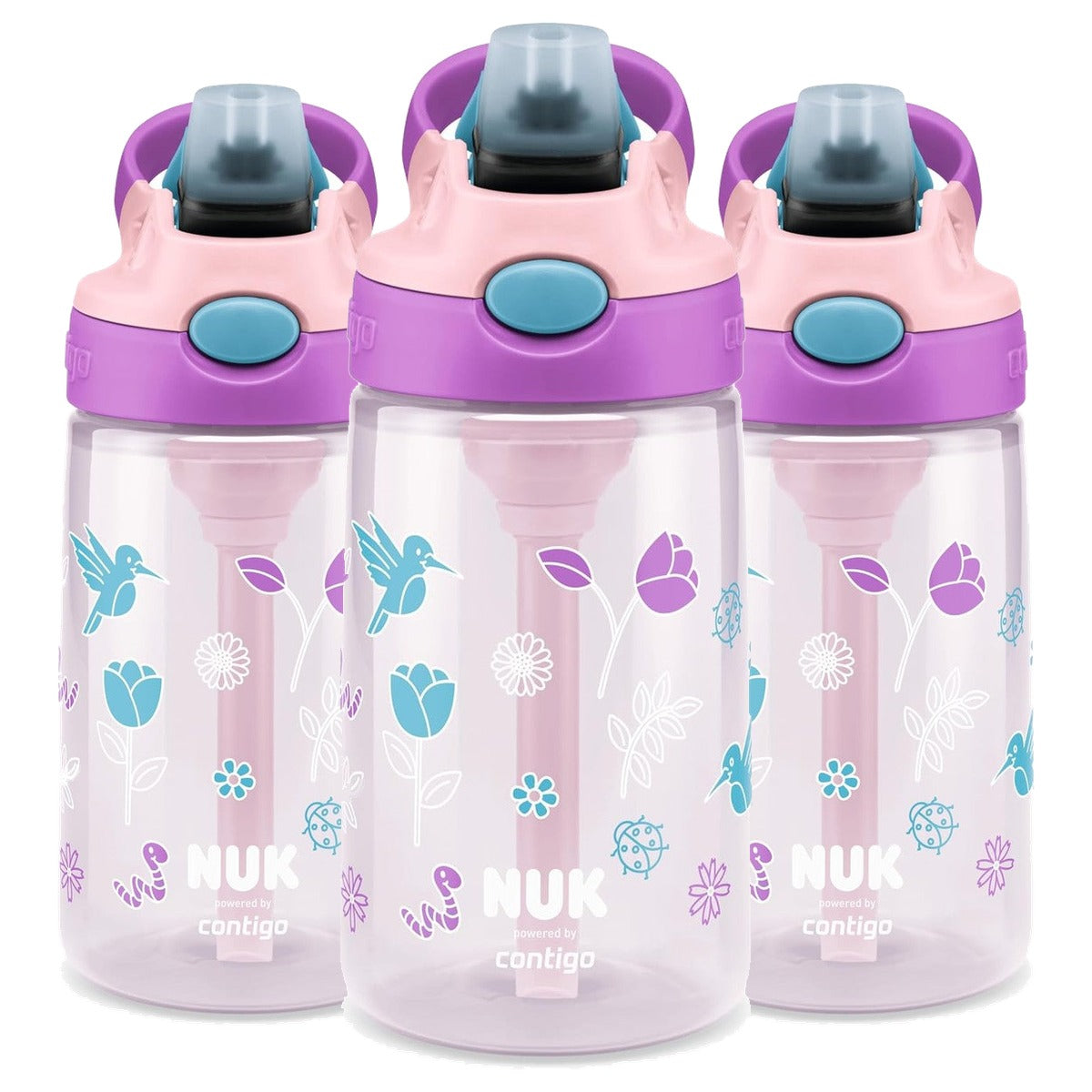 NUK Easy Straw Cup Drinkfles met rietje tulp 3 x 420 ml - Voordeelverpakking
