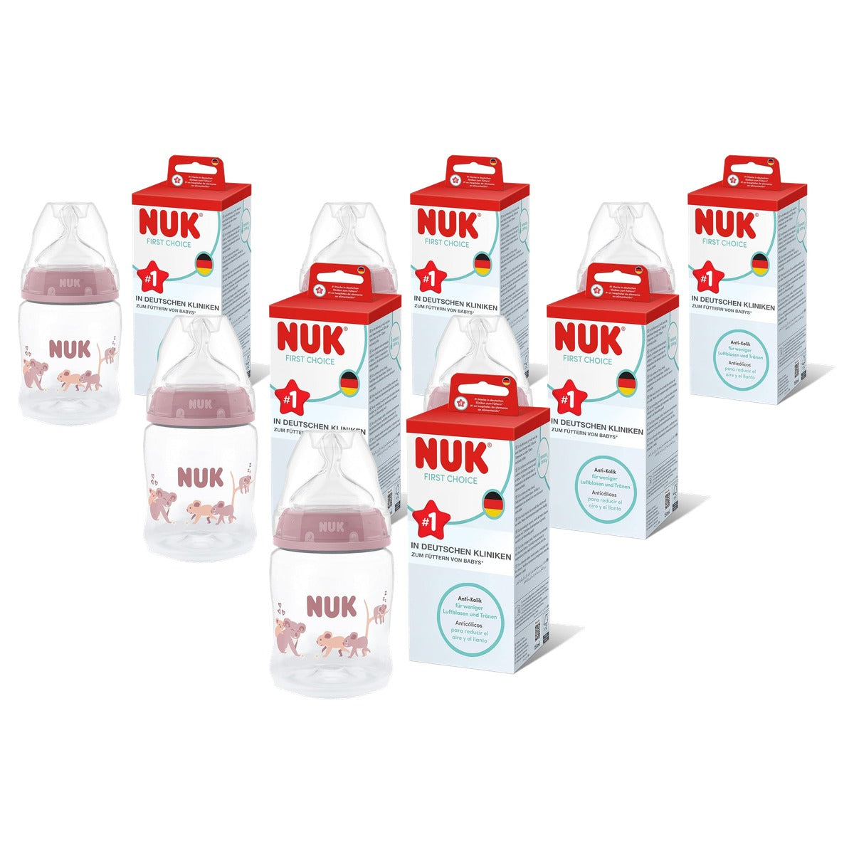 NUK First Choice babyfles 0+ maanden koala 1 stuk 6 x 150 ml - Voordeelverpakking