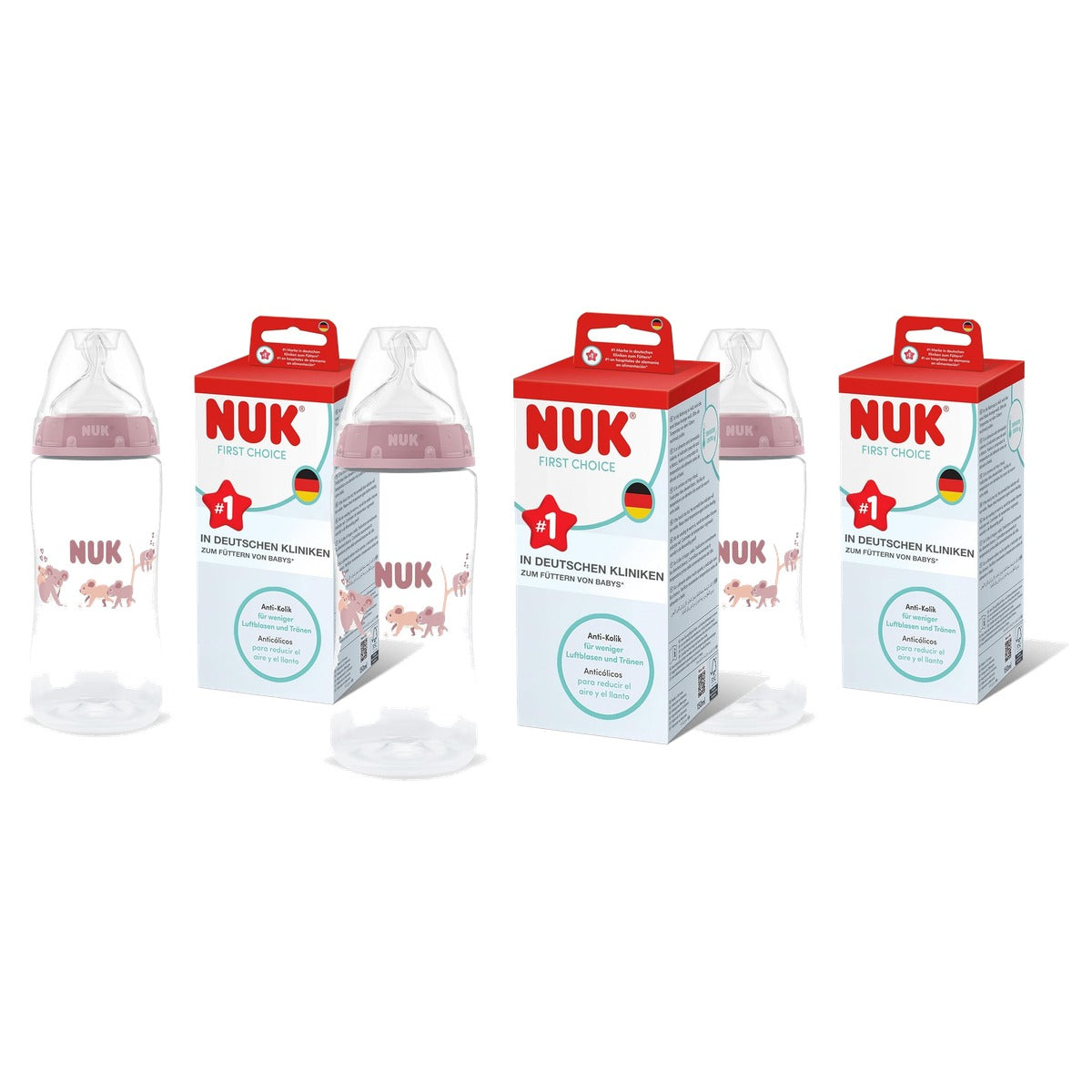 NUK First Choice babyfles Koala 3+ maanden 3 x 300 ml - Voordeelverpakking